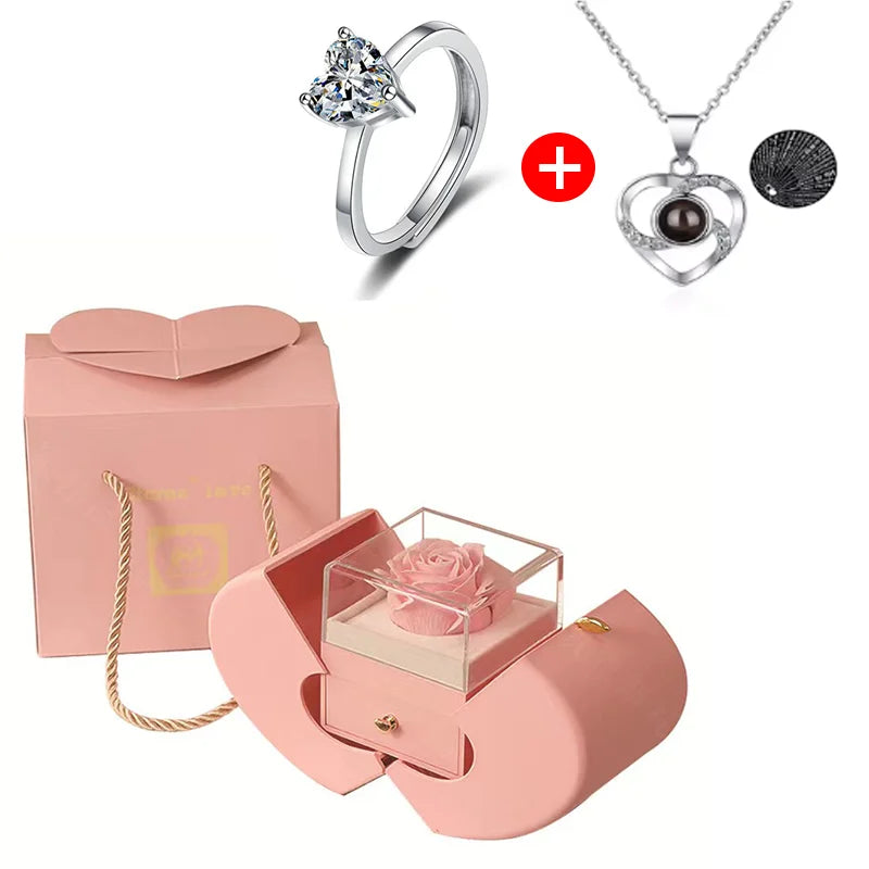 Forever Rose Heart Box With Necklace